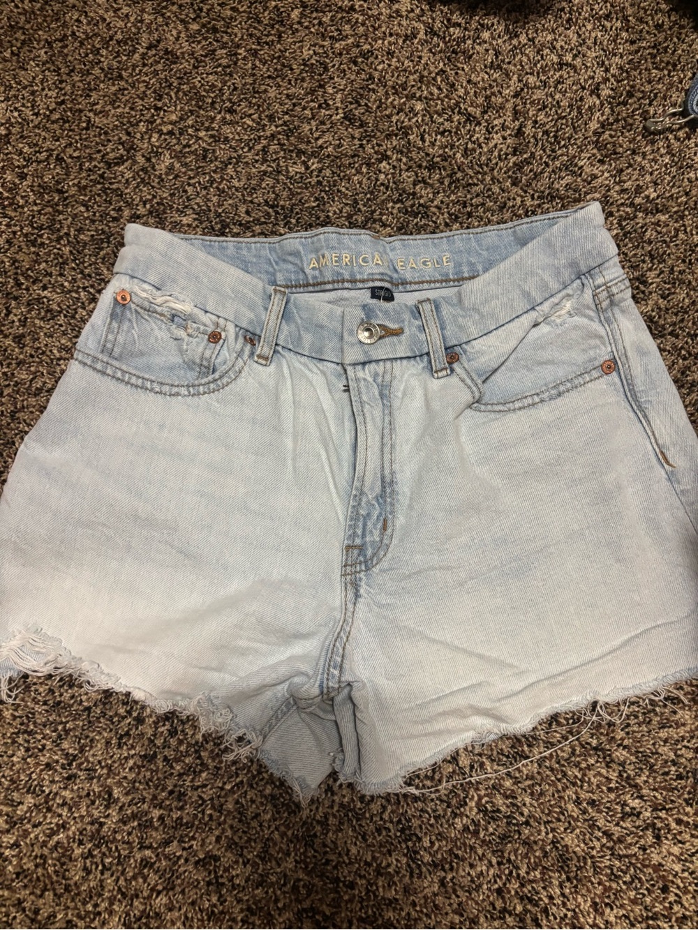 American Eagle Outfitters Pale Blue High-Rise Denim Cutoff Shorts